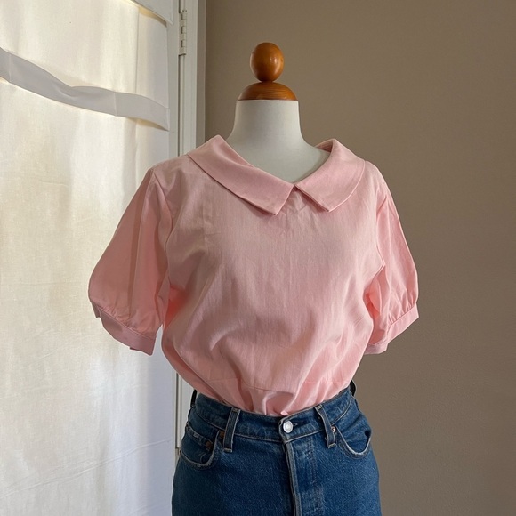 100% Cotton Pink Peter Pan Collar Top - Picture 5 of 6